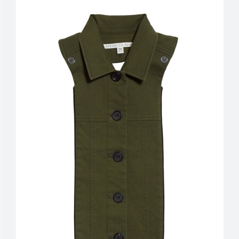 Veronica Beard NEW Olive Green Sleeveless Button-Up Dickie